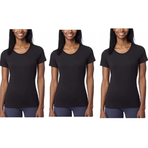 NWOT 32 DEGREES Ladies Cool Tee 3-Pack Black Short Sleeve XS S M L XL $30 - Picture 1 of 2
